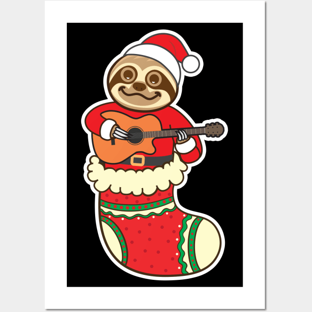 Sloth Xmas Stocking Wall Art by Plushism